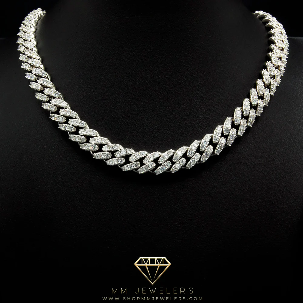 Prong Link Choker (12mm) White Gold